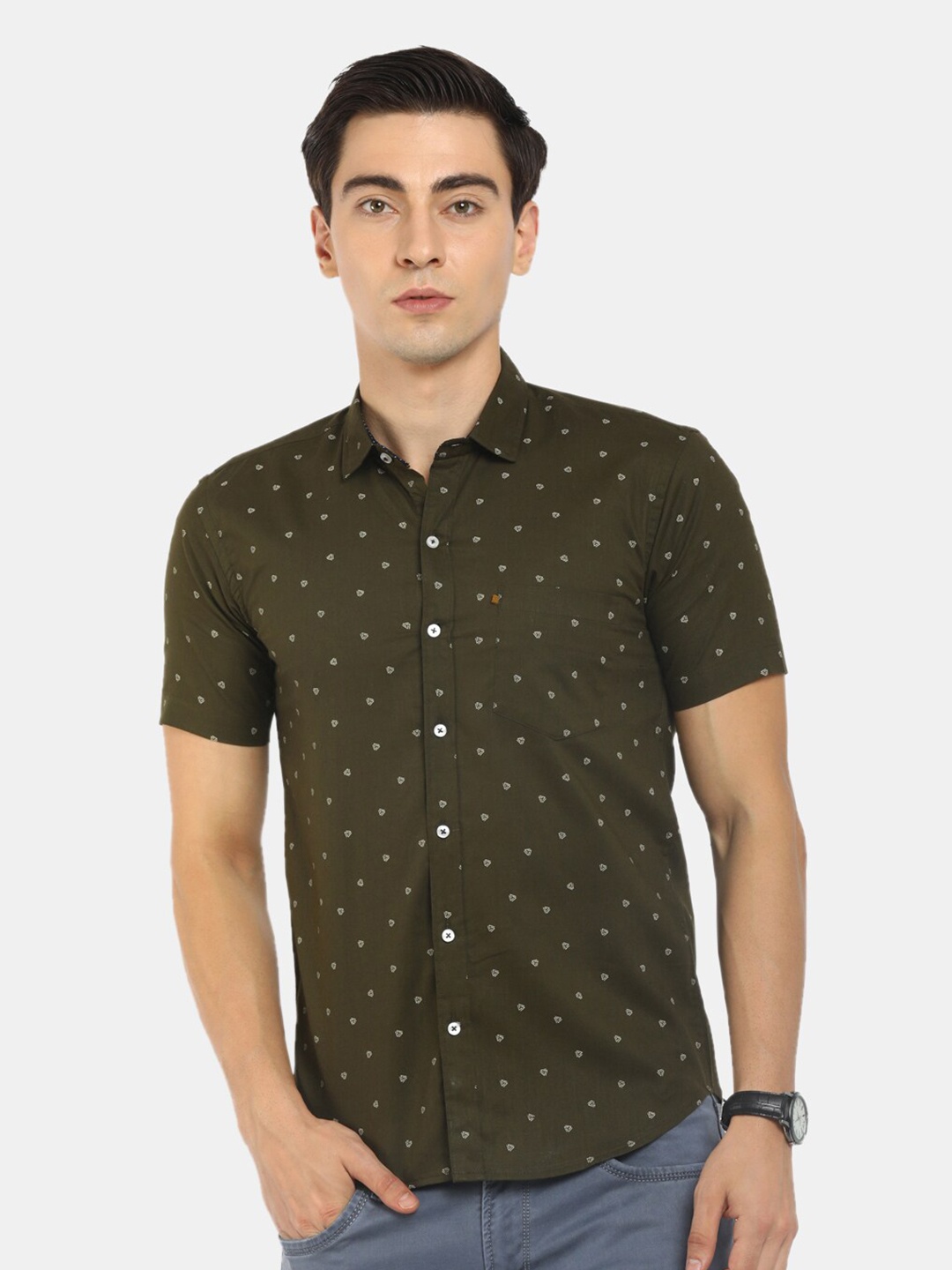 

V-Mart Men Green Printed Casual Shirt