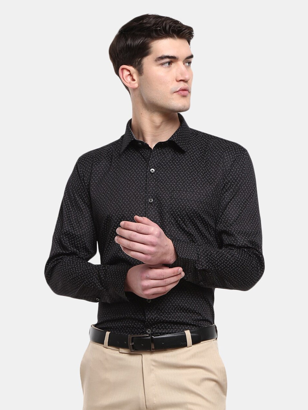 

J White by Vmart Men Black Printed Formal Shirt