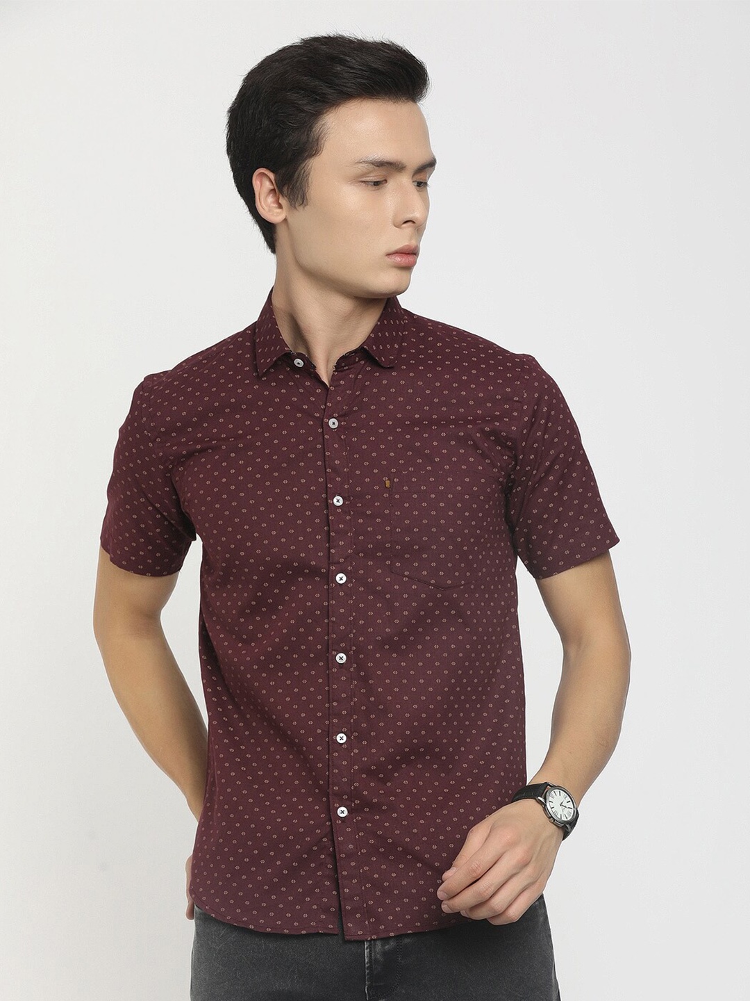 

V-Mart Men Maroon Printed Casual Shirt