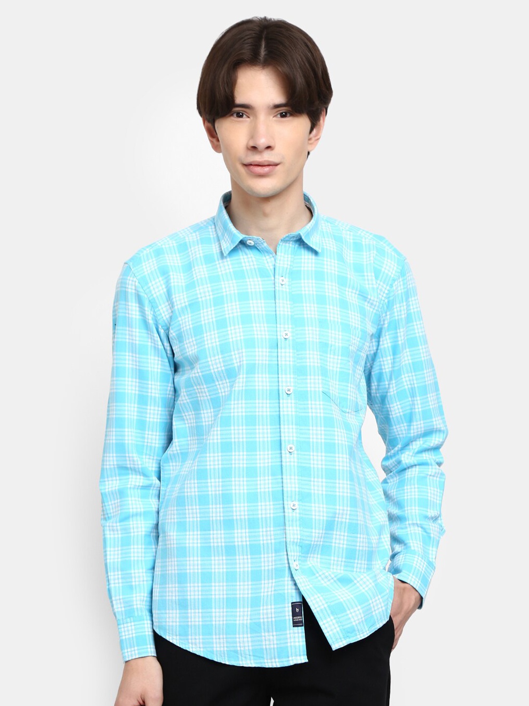 

V-Mart Men Blue Checked Casual Shirt