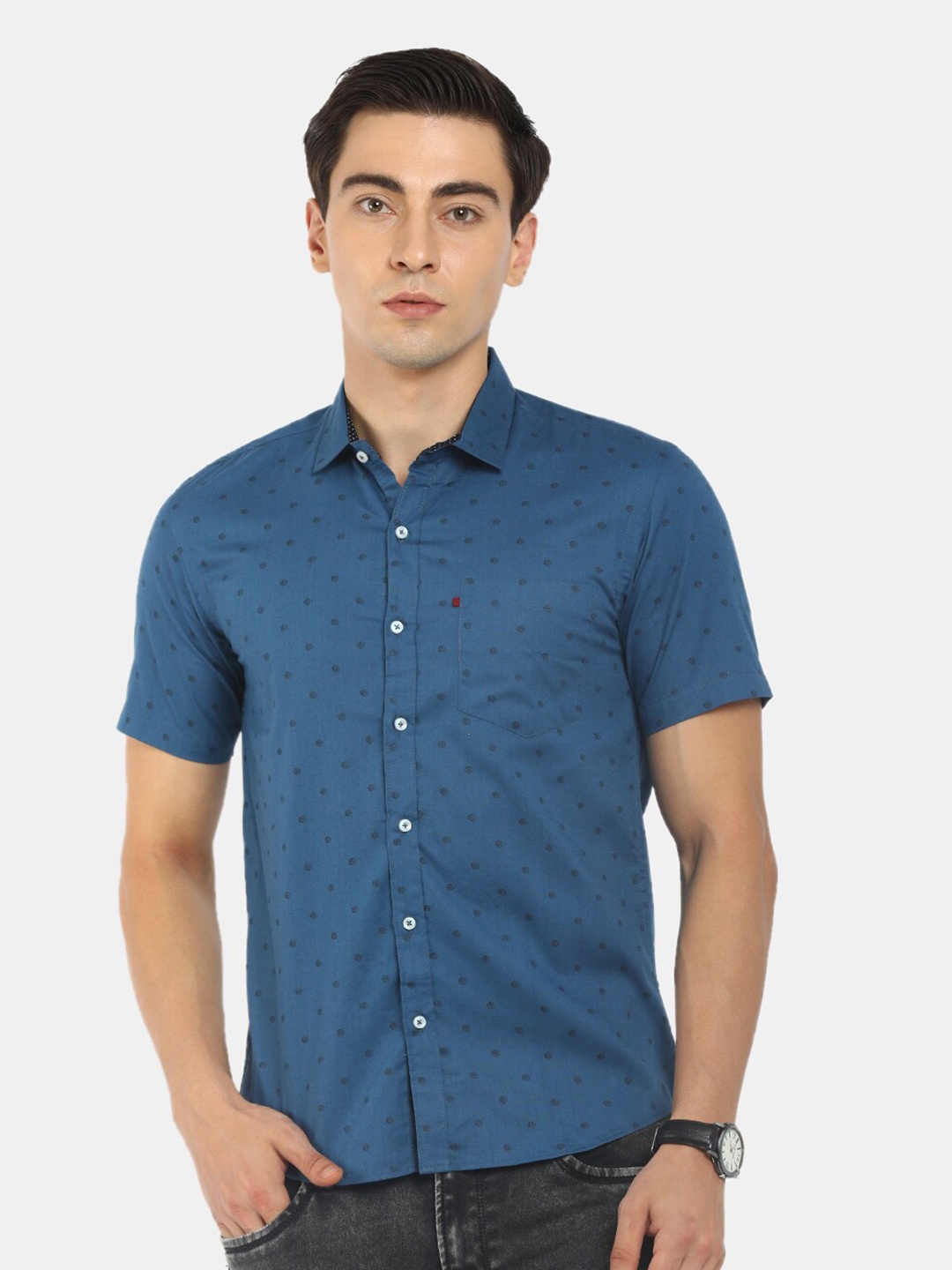 

V-Mart Men Blue Printed Casual Shirt