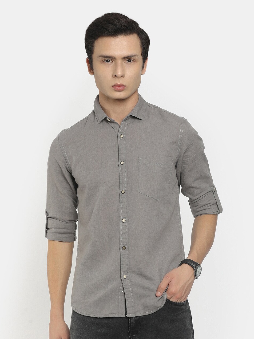 

V-Mart Men Charcoal Casual Shirt