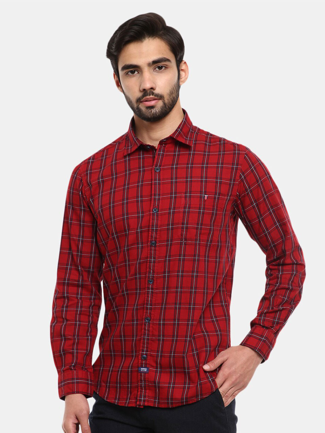 

V-Mart Men Red Regular Fit Checked Cotton Casual Shirt