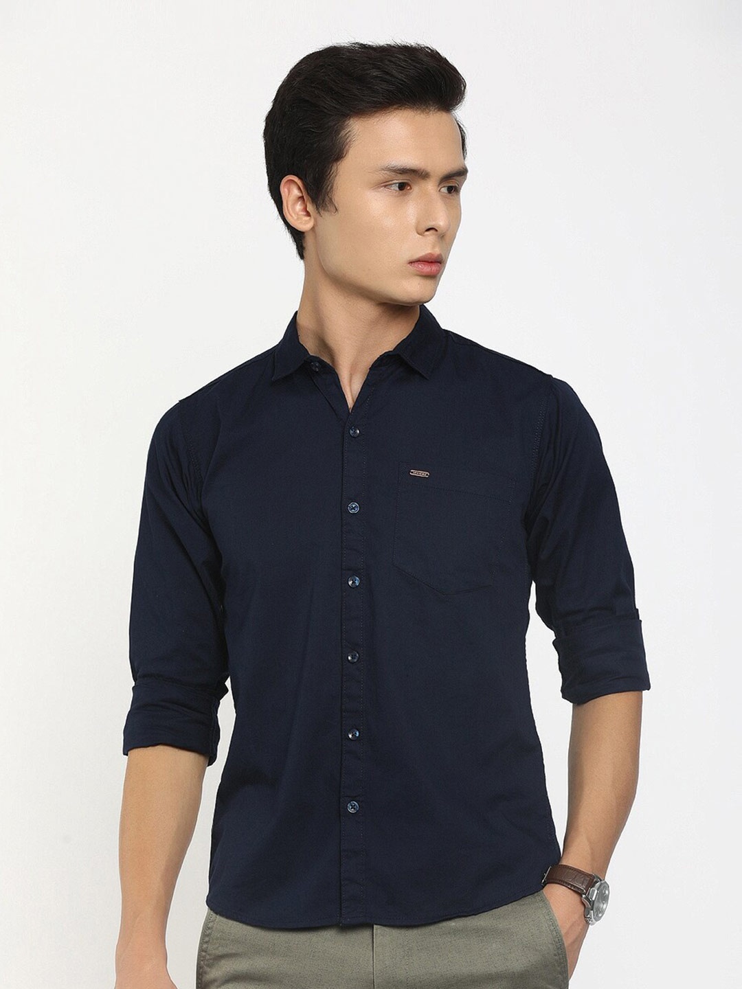 

V-Mart Men Navy Blue Casual Shirt