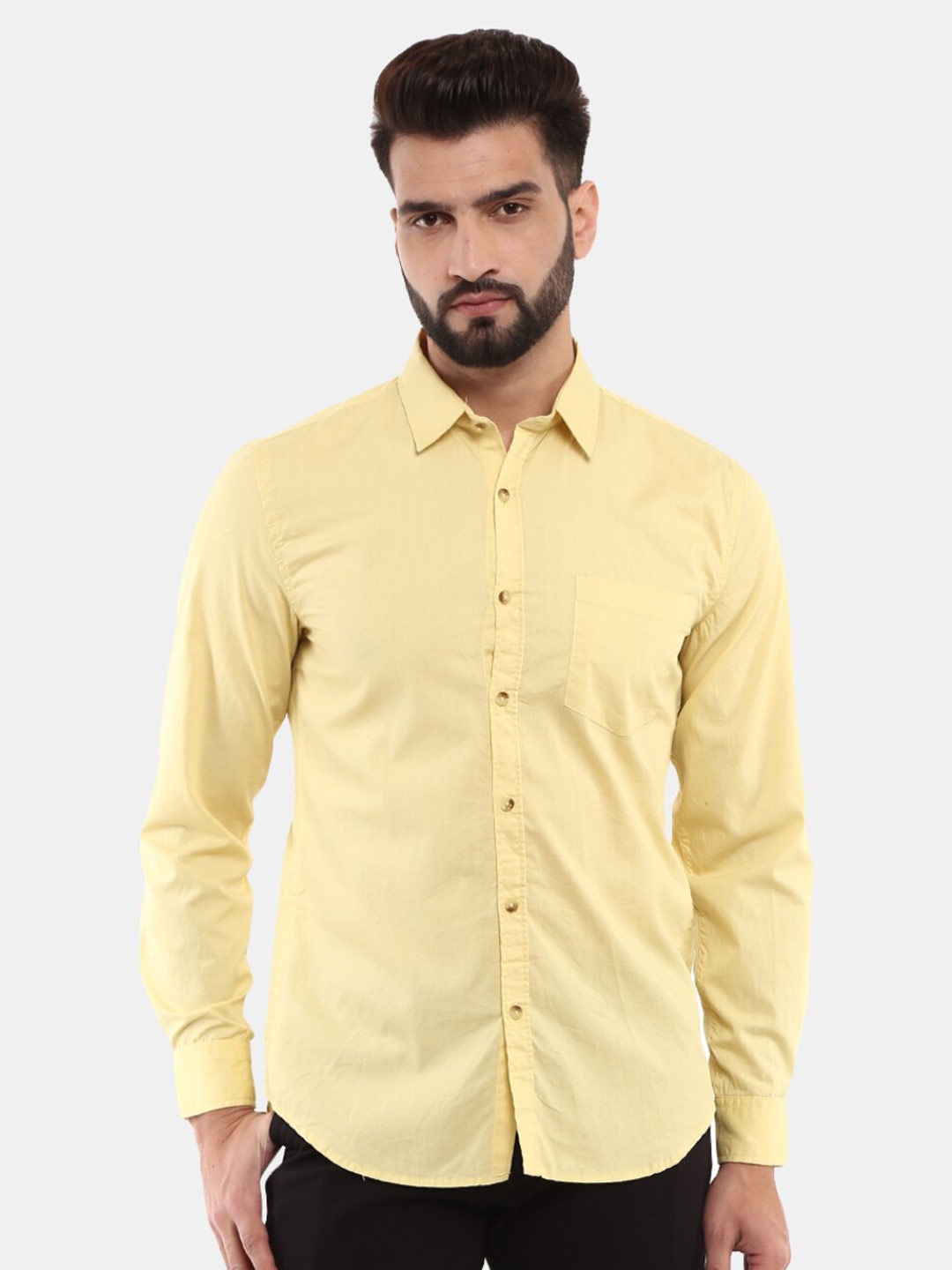 

V-Mart Men Yellow Solid Regular Fit Casual Shirt