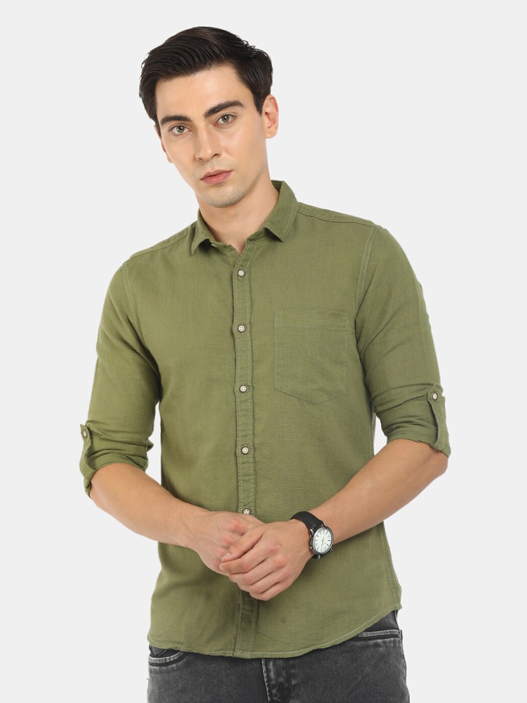 

V-Mart Men Olive Green Casual Shirt