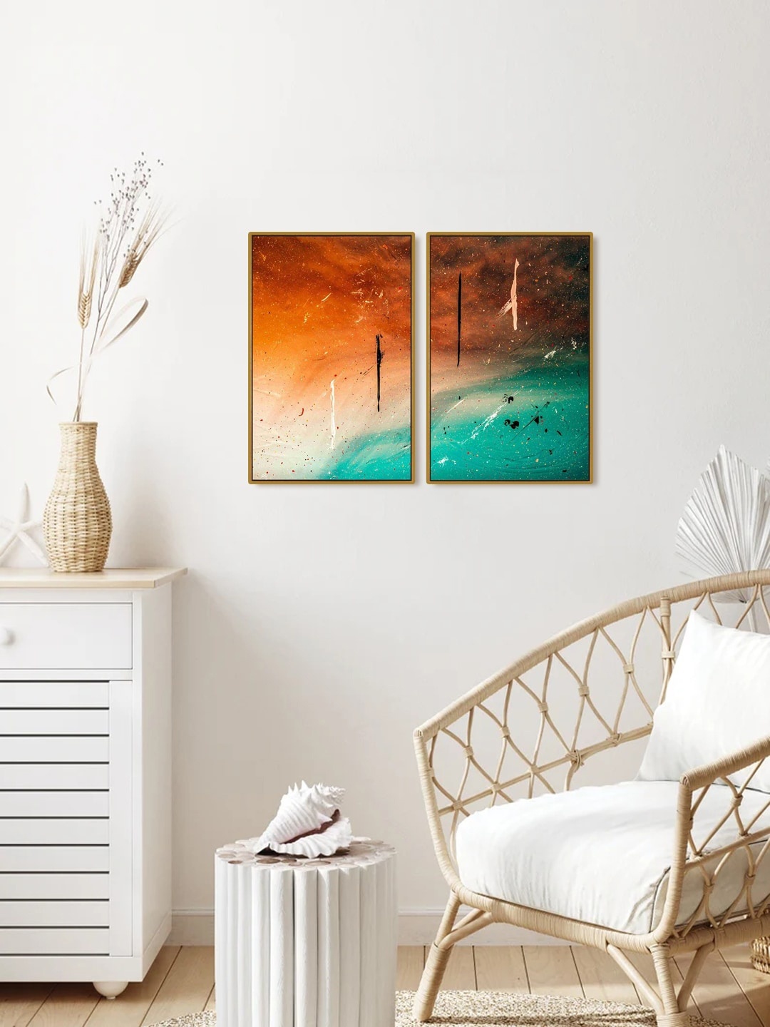 

999Store Brown & Green Printed Abstract Wall Art