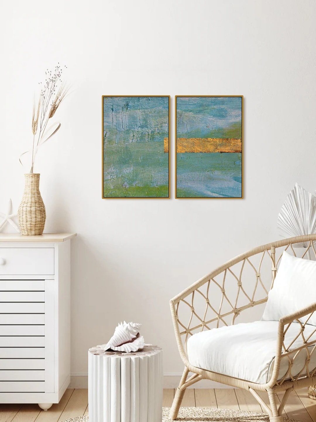 

999Store Grey & Green Abstract Painting Wall Art