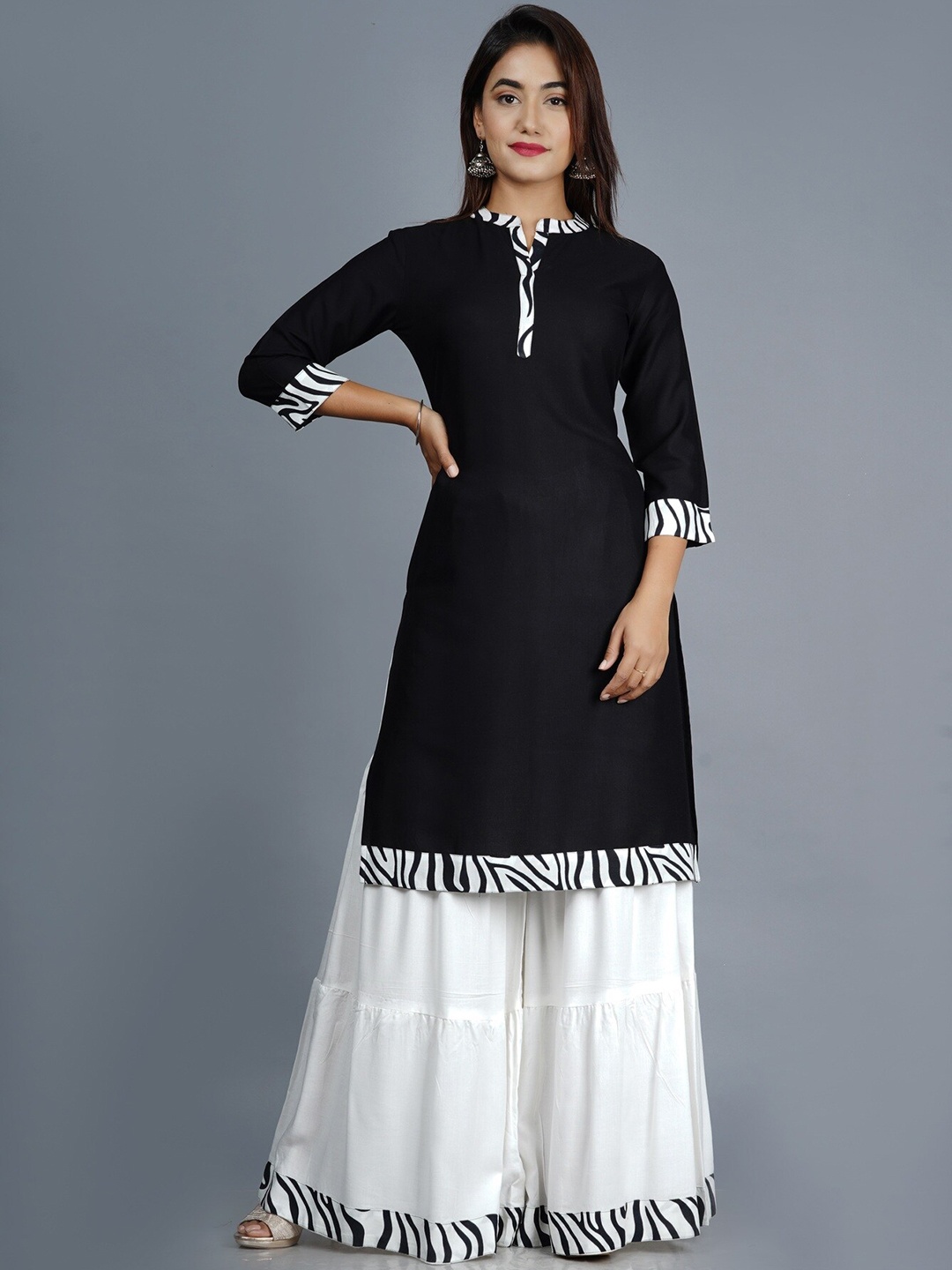 

Lovista Women Black Animal Kurti with Sharara