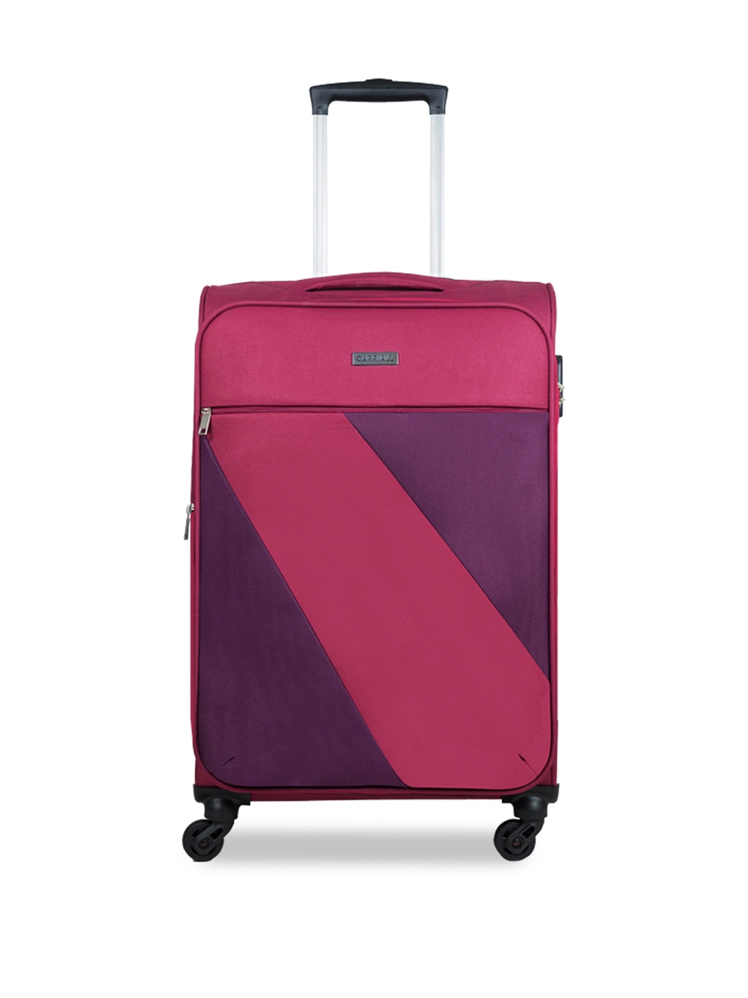 

CARRIALL Red & Purple Color-Blocked Trolley Bag