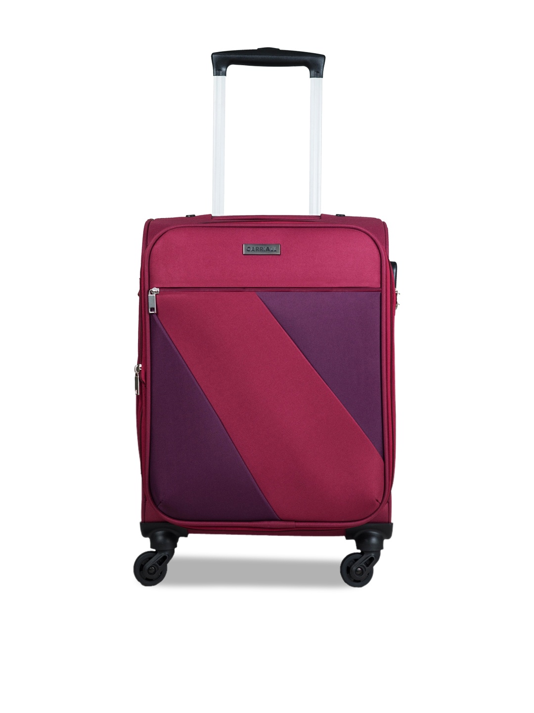 

CARRIALL Red & Purple Solid Soft-Sided Cabin Trolley Suitcase