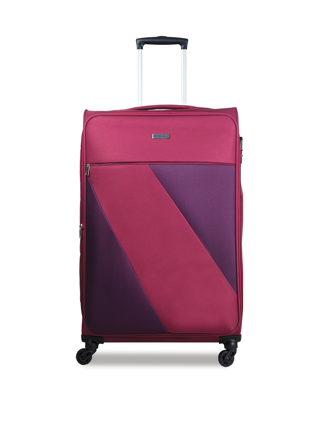 

CARRIALL Red & Purple Color-Blocked Trolley Bag