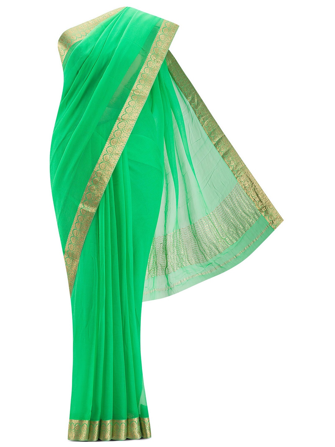 

Nalli Next Green & Gold-Toned Zari Saree