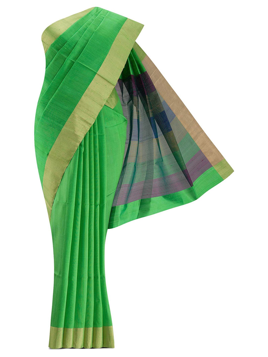 

Nalli Next Green & Gold-Toned Zari Silk Blend Saree