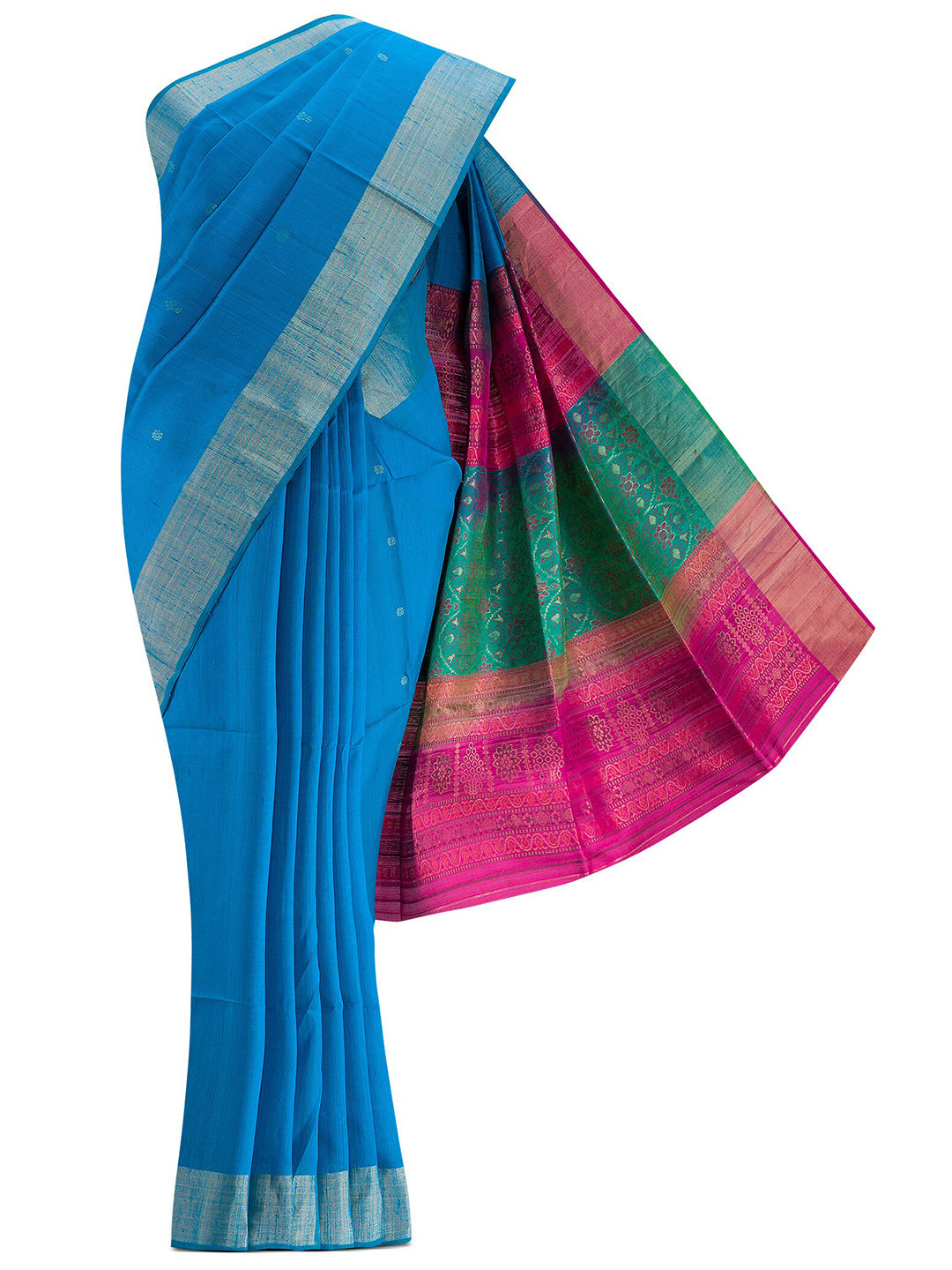

Nalli Silk Sarees Blue & Pink Woven Design Zari Silk Blend Saree