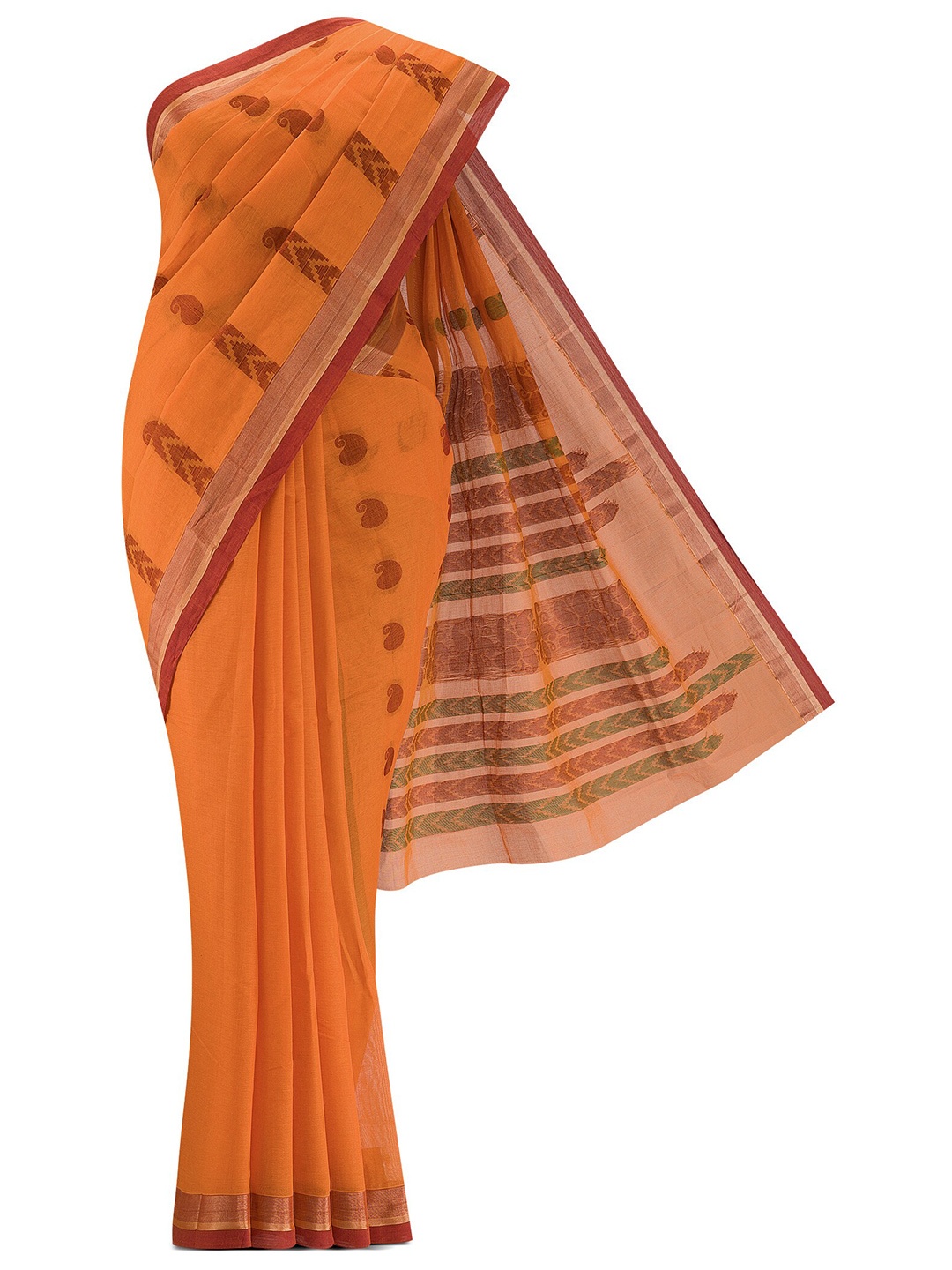 

Nalli Next Orange & Gold-Toned Woven Design Pure Cotton Saree