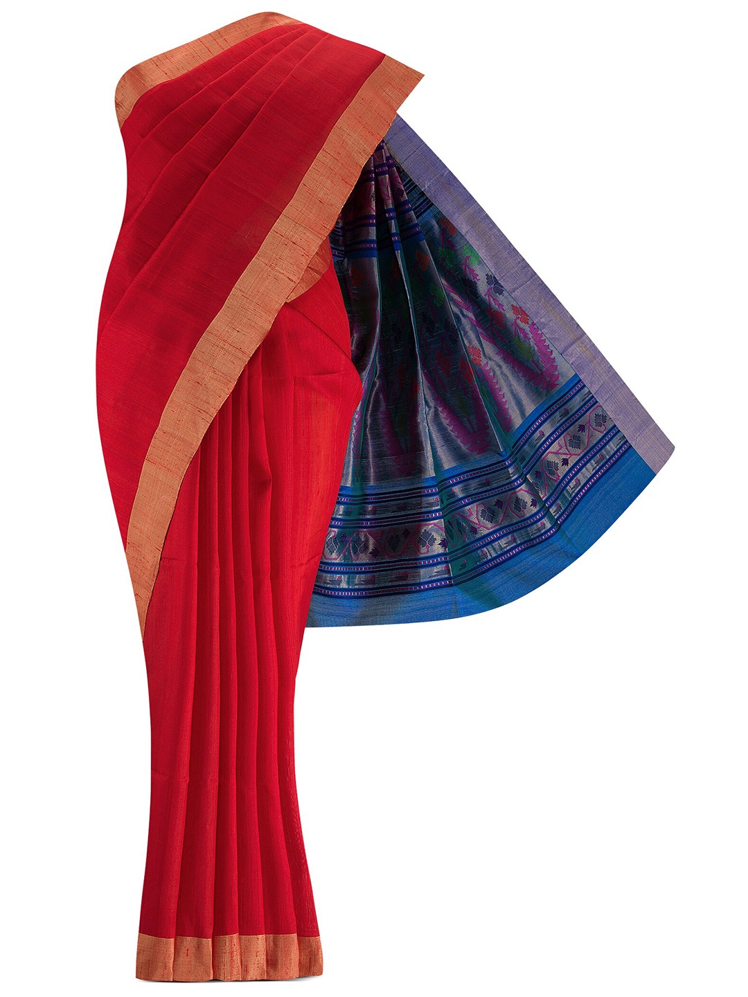 

Nalli Silk Sarees Red & Gold-Toned Zari Silk Blend Saree