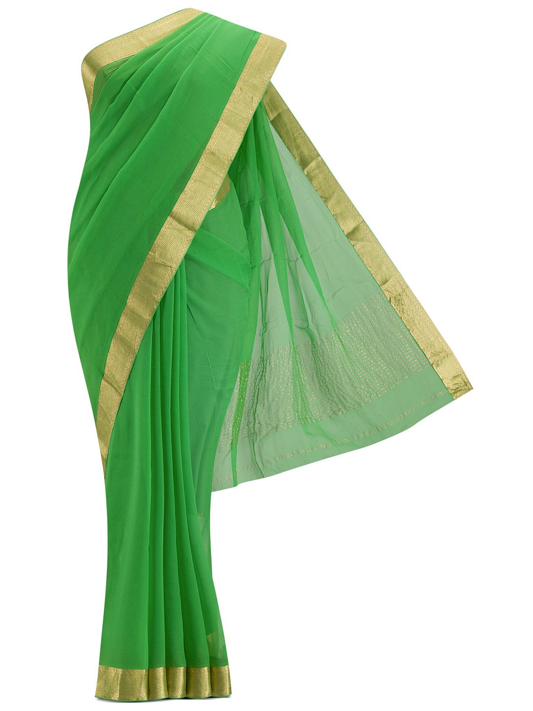 

Nalli Next Green & Gold-Toned Zari Saree