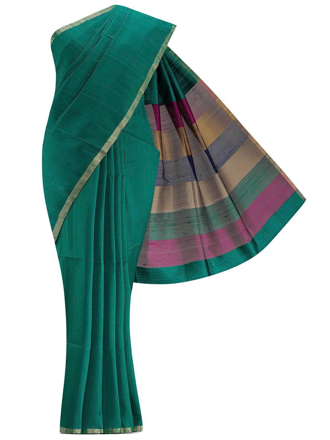 

Nalli Next Green & Gold-Toned Zari Silk Blend Saree