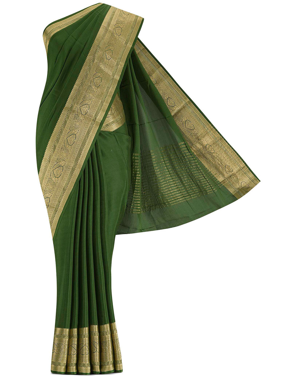 

Nalli Silk Sarees Green & Gold-Toned Zari Pure Cotton Saree
