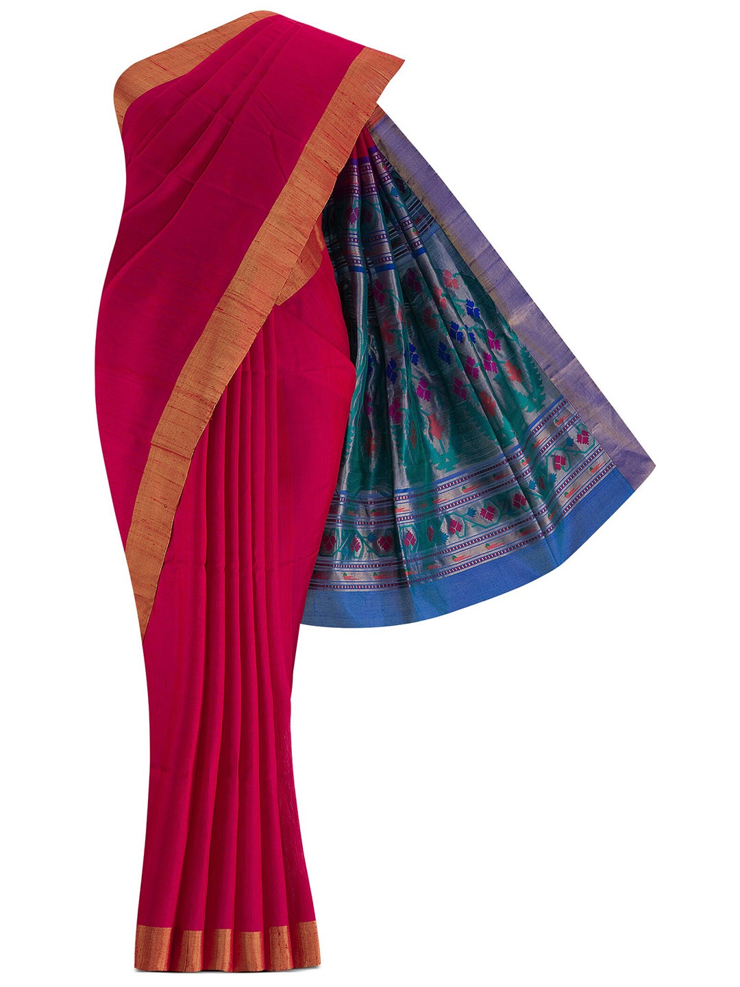 

Nalli Silk Sarees Pink & Blue Zari Silk Blend Saree