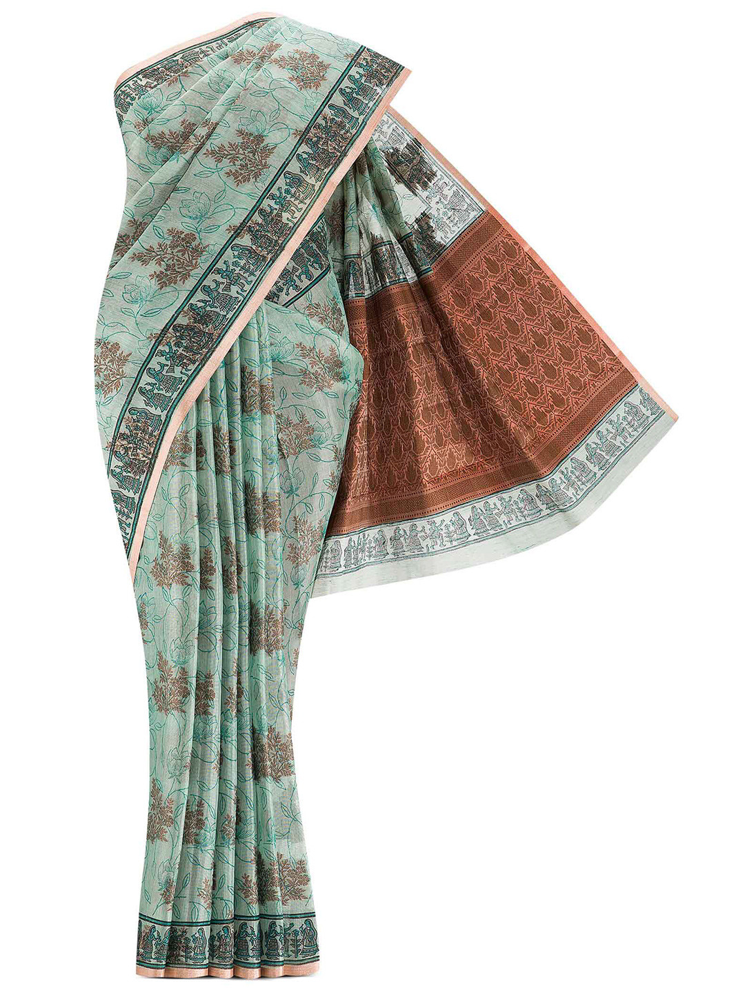

Nalli Next Green Floral Pure Cotton Saree