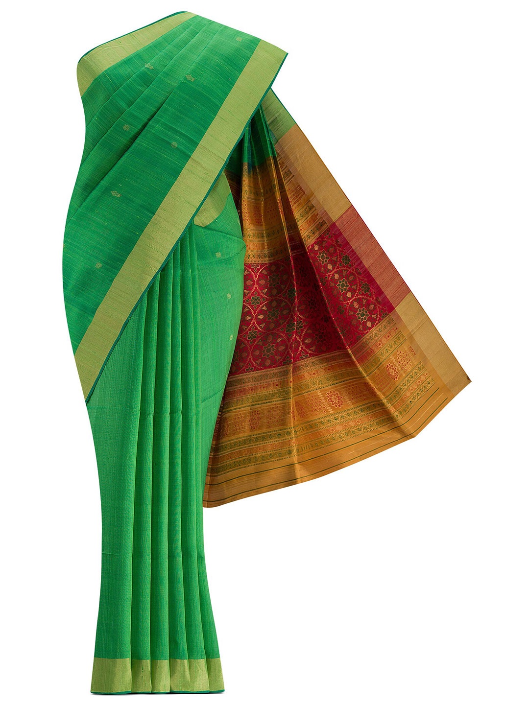 

Nalli Silk Sarees Green & Maroon Woven Design Zari Silk Blend Saree