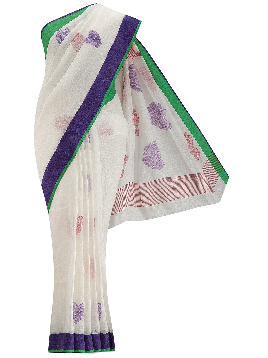 

Nalli Next Cream-Coloured & Lavender Woven Design Linen Blend Saree