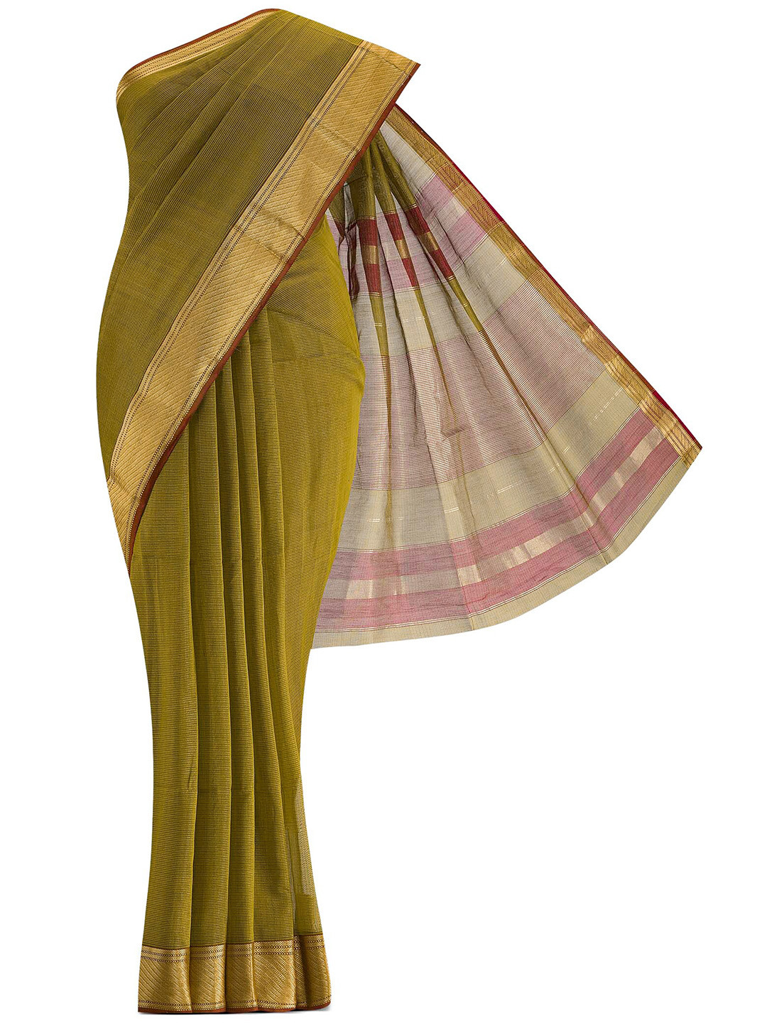 

Nalli Next Women Green Striped Silk Cotton Saree
