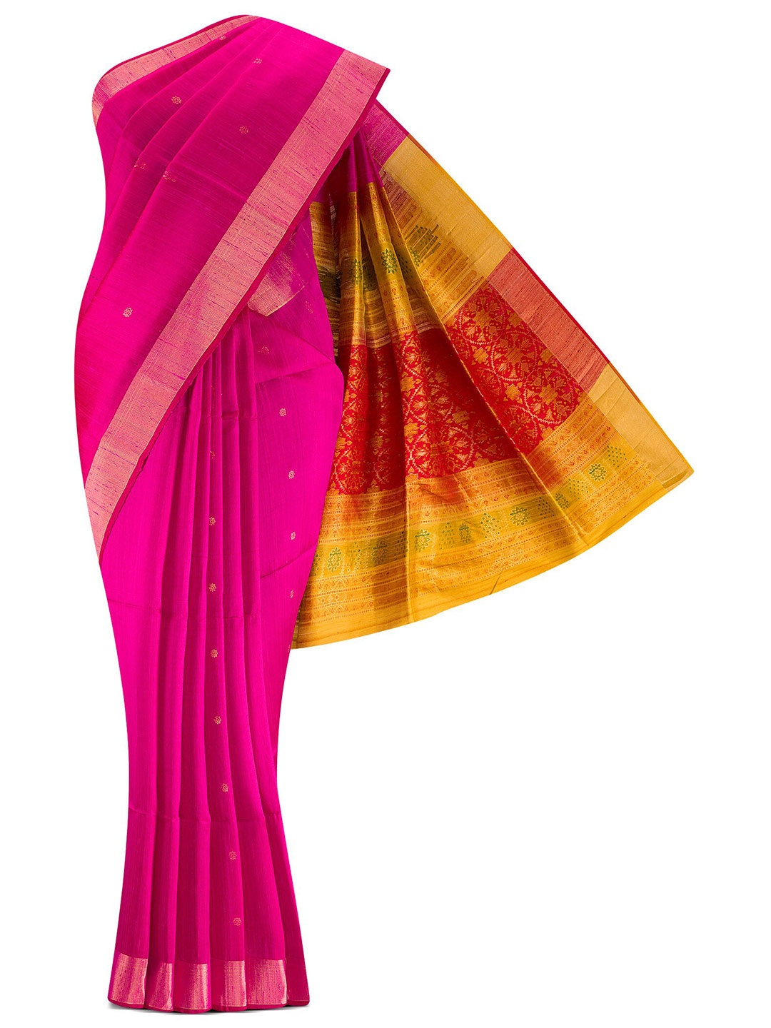 

Nalli Silk Sarees Pink & Gold-Toned Woven Design Zari Silk Blend Saree