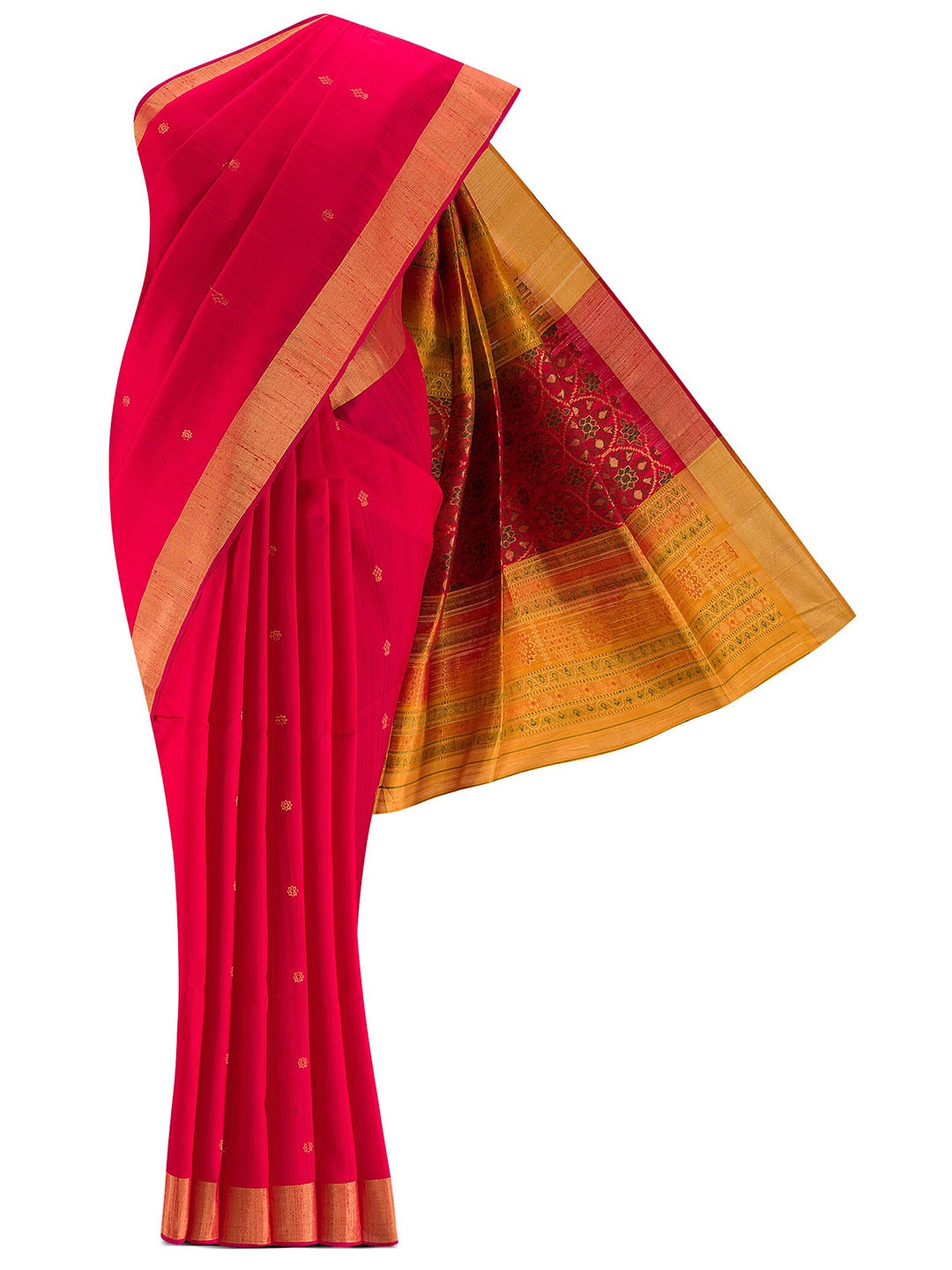 

Nalli Silk Sarees Pink & Gold-Toned Floral Zari Silk Blend Saree