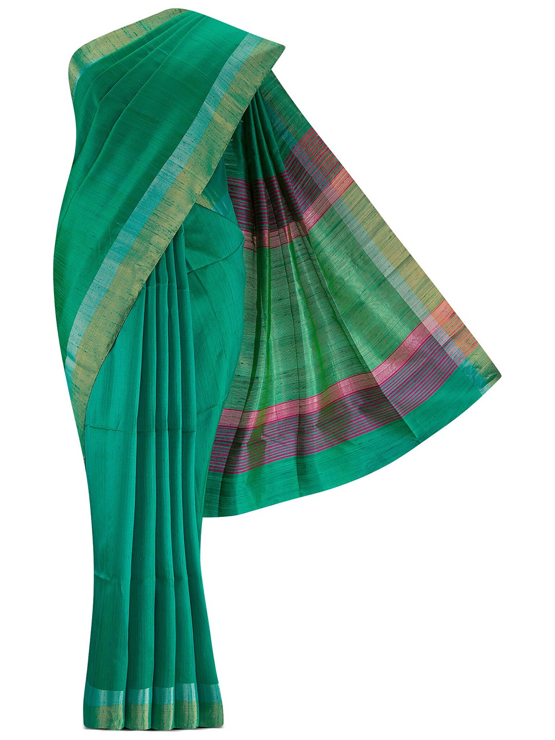 

Nalli Next Green & Pink Zari Silk Blend Saree