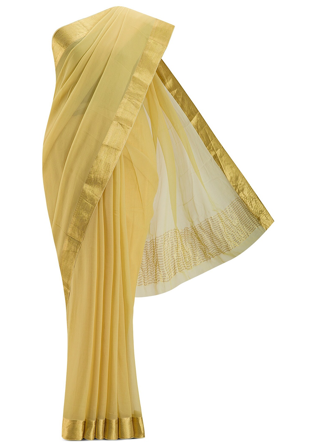 

Nalli Next Cream-Coloured & Gold-Toned Woven Design Zari Saree