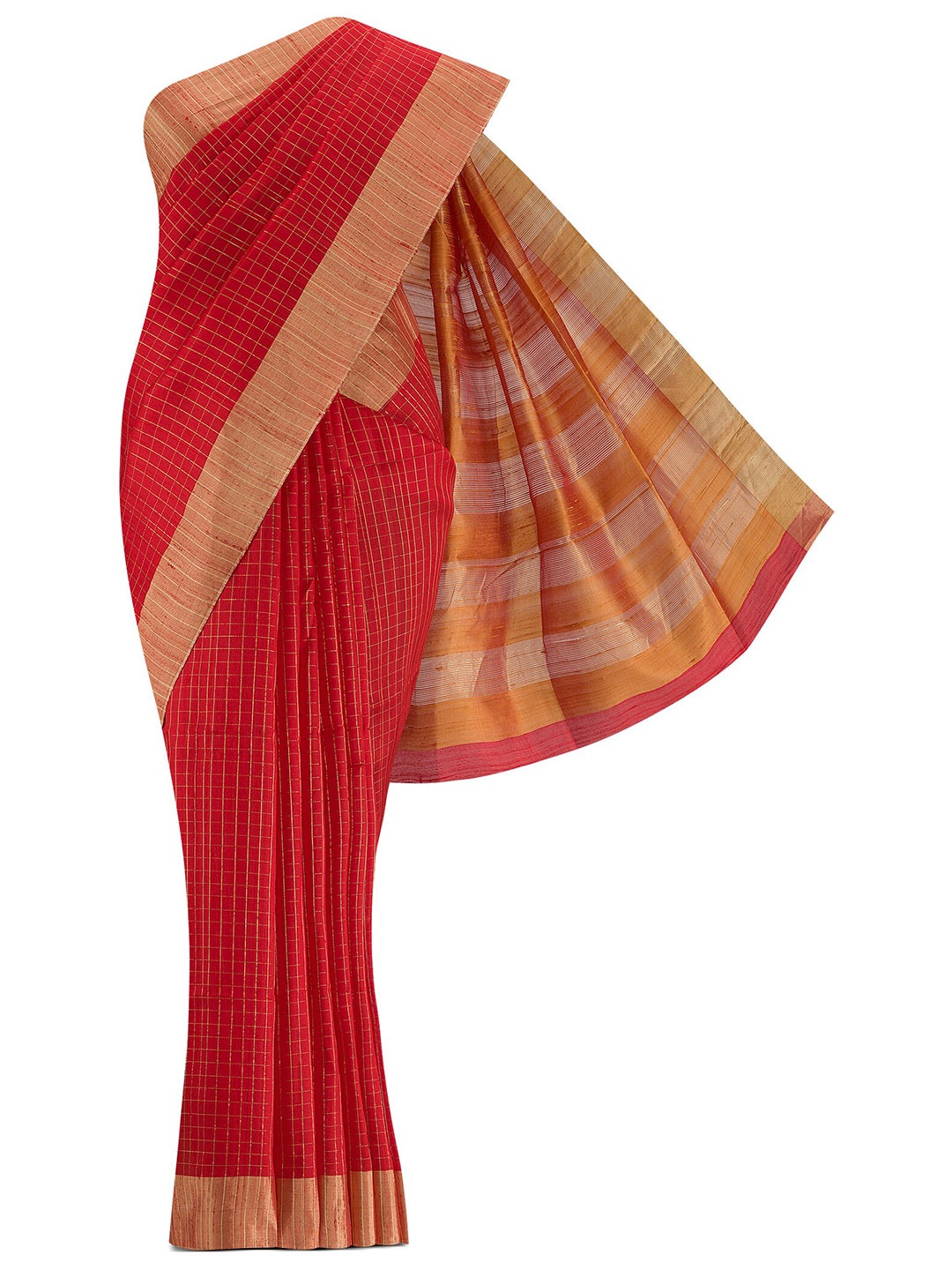 

Nalli Next Green & Pink Woven Design Zari Pure Cotton Saree, Red