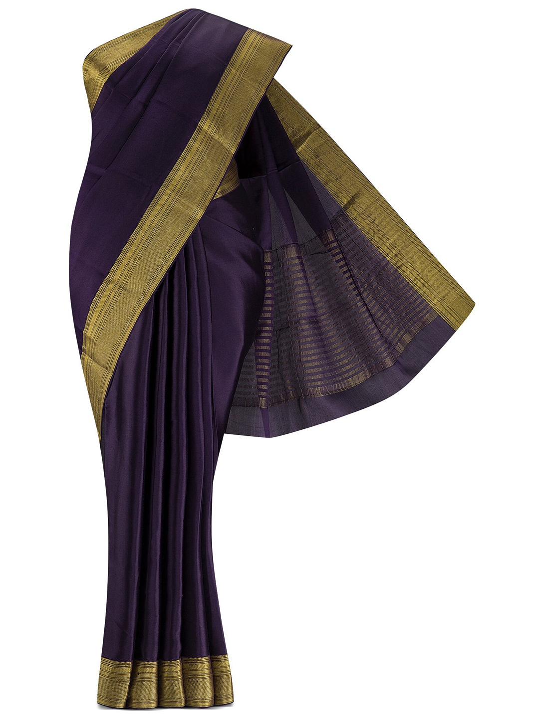 

Nalli Silk Sarees Purple & Gold-Toned Woven Design Pure Cotton Saree