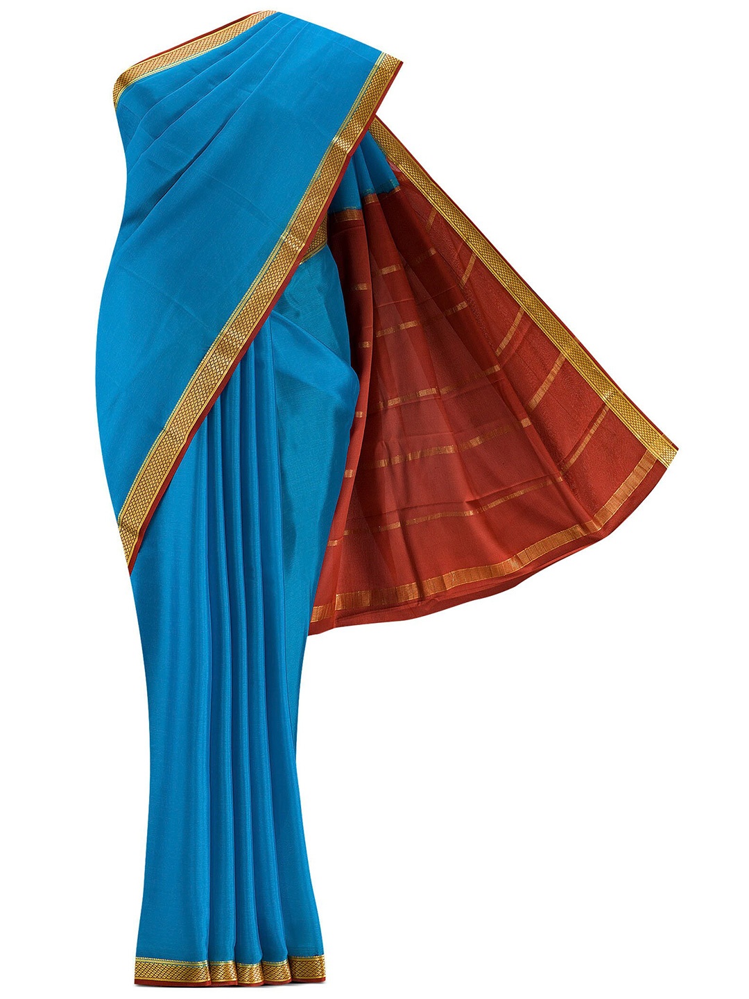 

Nalli Next Blue & Gold-Toned Zari Pure Cotton Saree