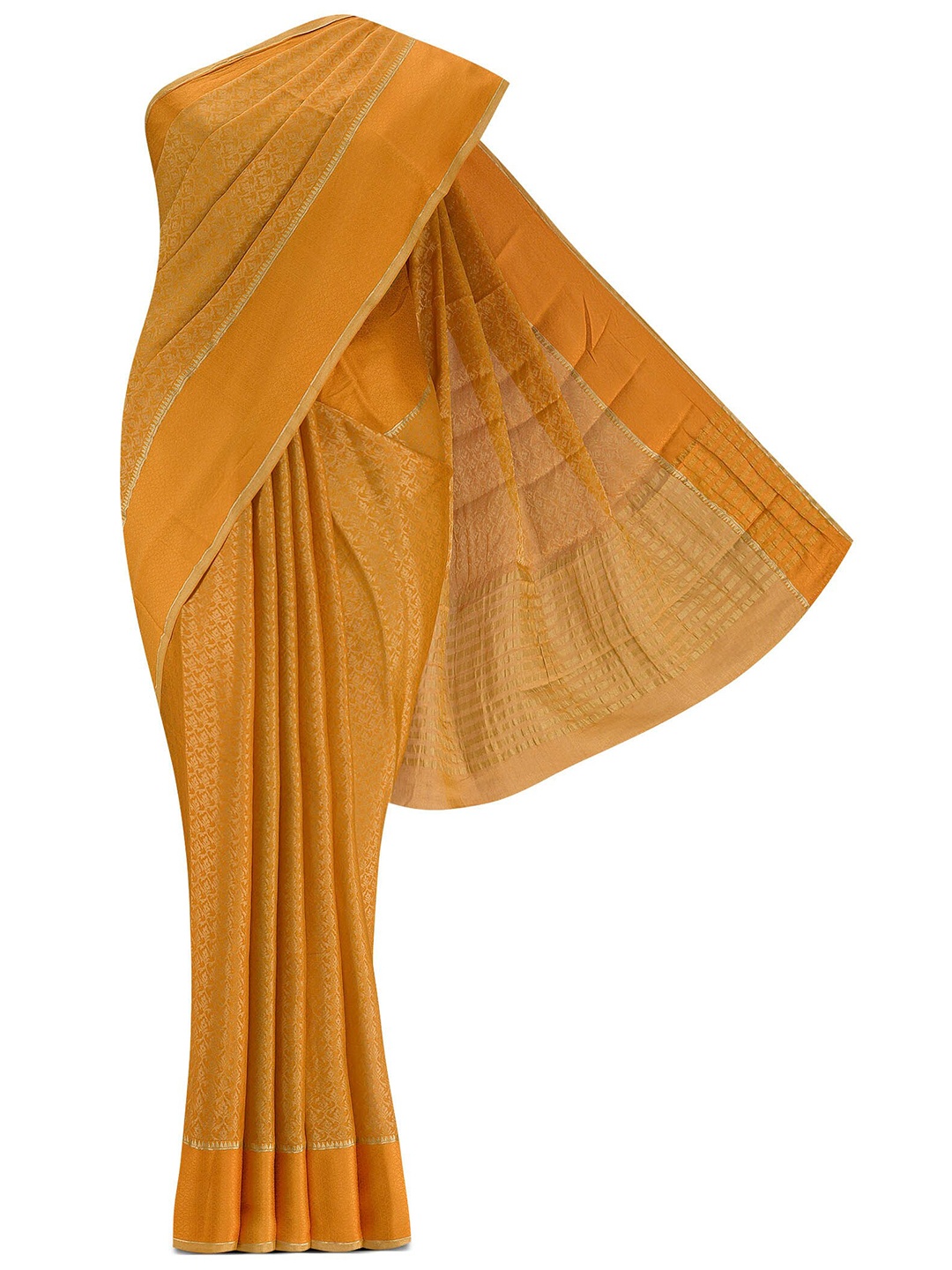 

Nalli Silk Sarees Orange & Gold-Toned Woven Design Zari Pure Cotton Saree