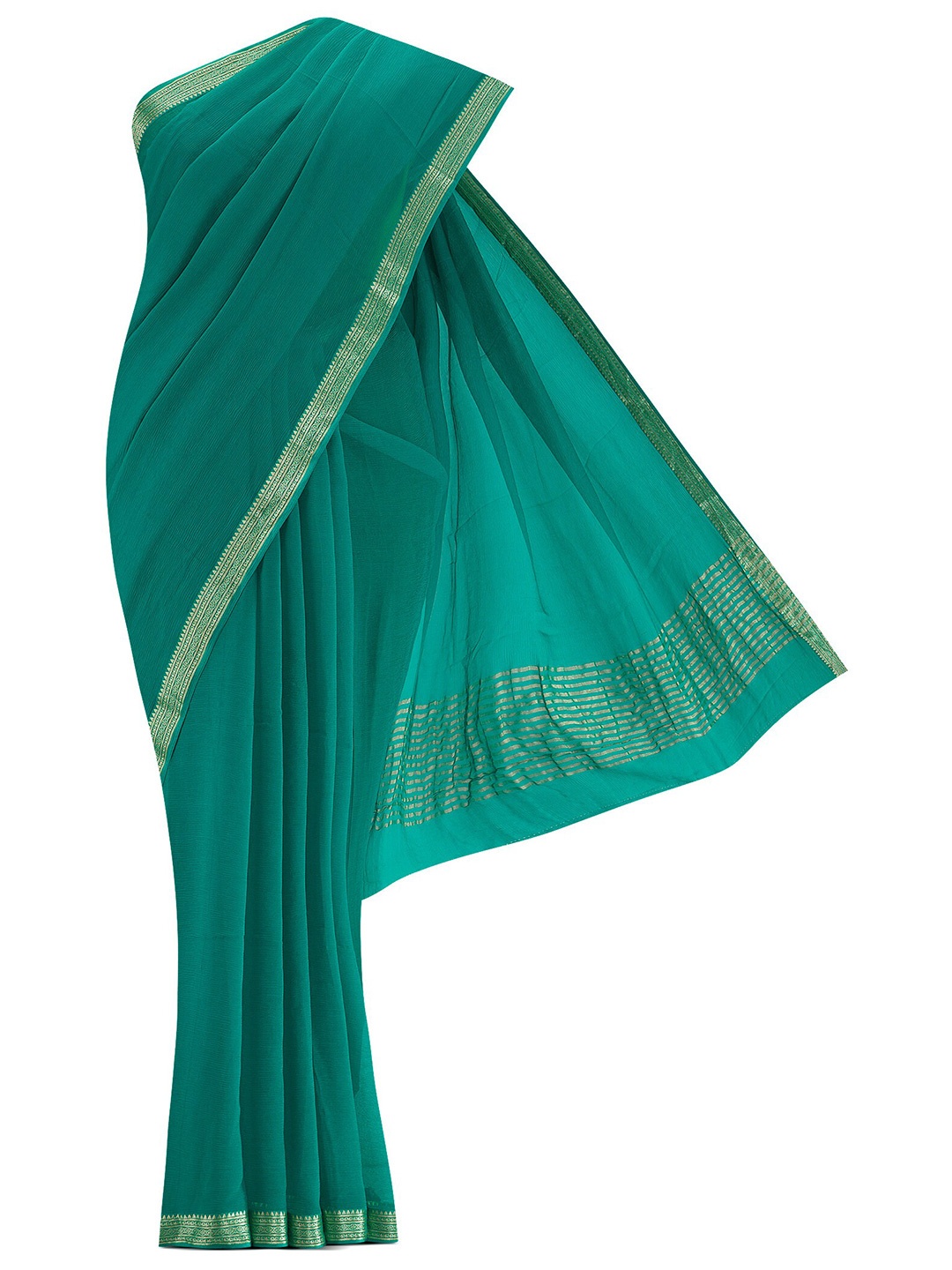 

Nalli Next Pink & Gold-Toned Zari Pure Cotton Saree, Green