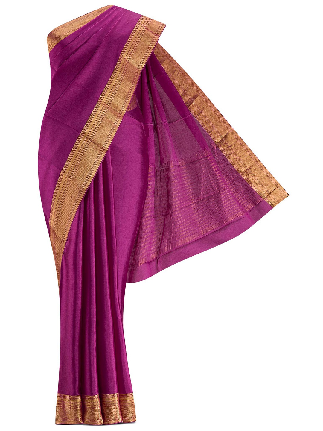 

Nalli Silk Sarees Magenta & Gold-Toned Solid Pure Cotton Saree