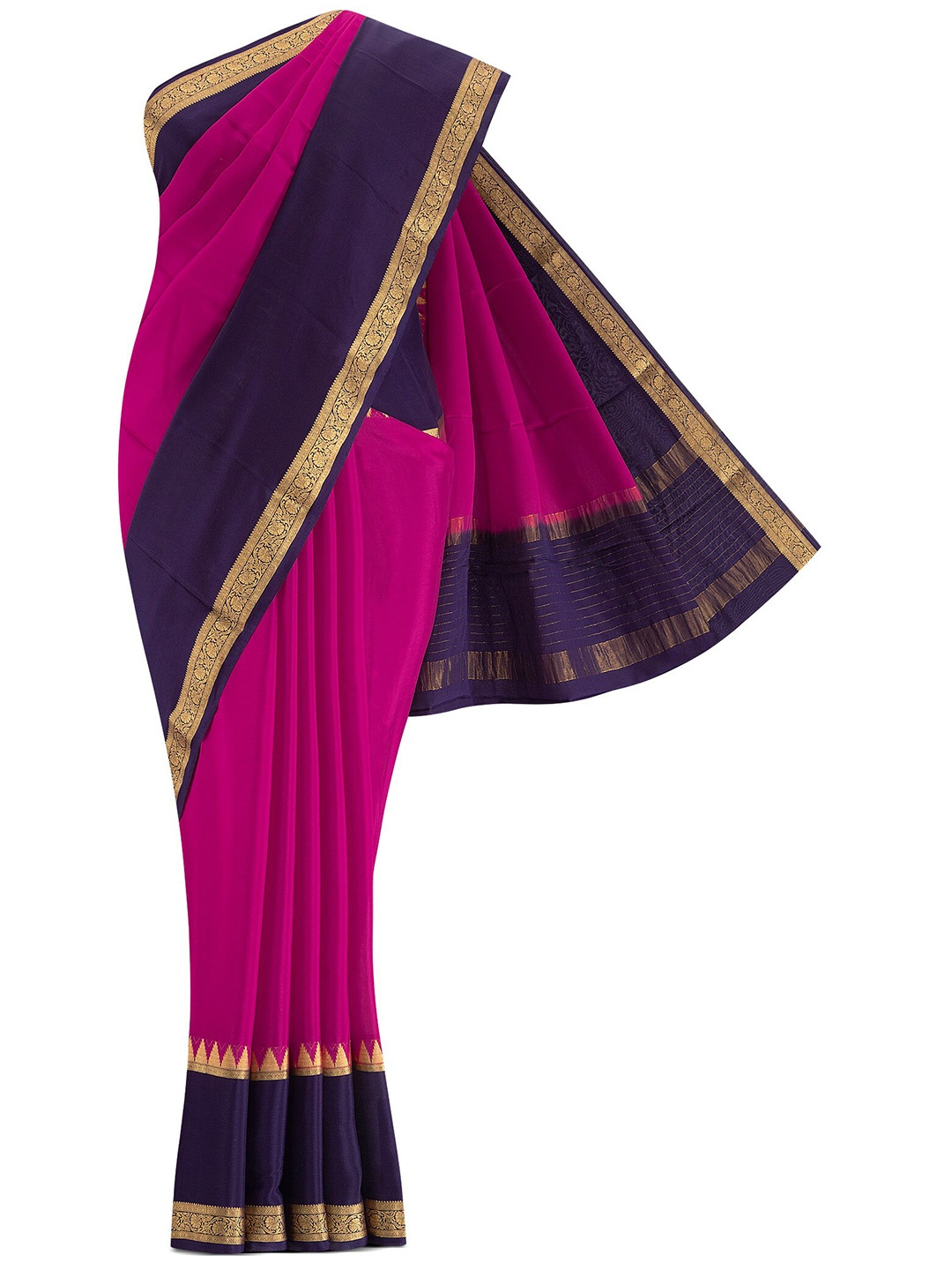 

Nalli Silk Sarees Pink & Gold-Toned Solid Zari Pure Cotton Saree