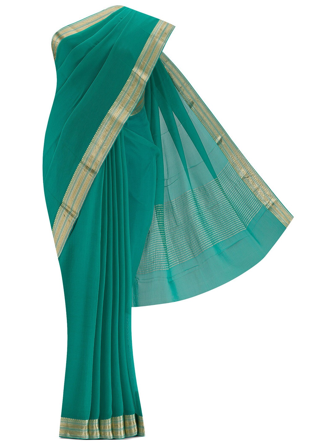 

Nalli Next Maroon & Gold-Toned Woven Design Silk Blend Saree, Green