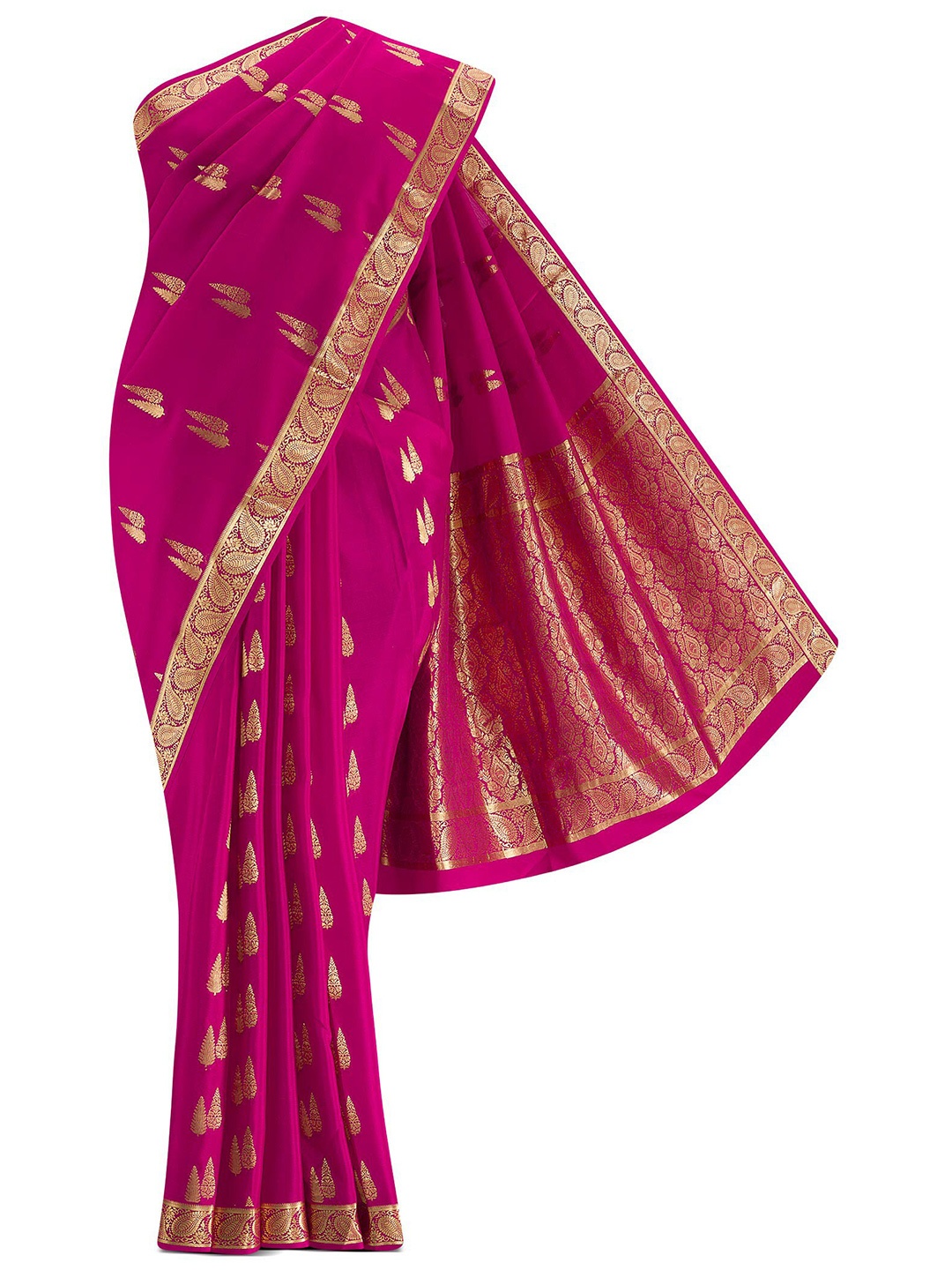 

Nalli Silk Sarees Pink & Gold-Toned Woven Design Pure Cotton Saree
