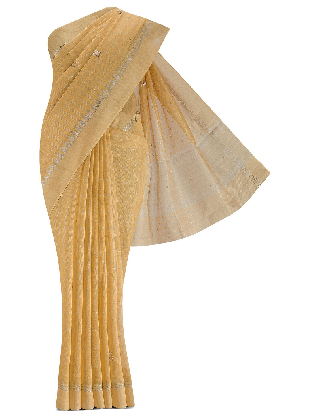 

Nalli Next Blue & Gold-Toned Woven Design Pure Crepe Mysore Silk Saree, Yellow