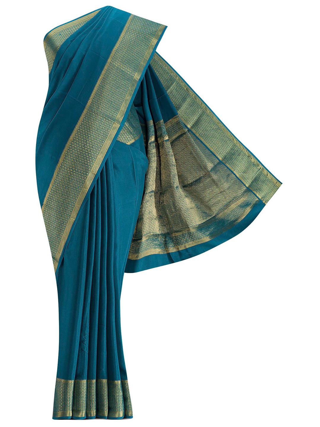 

Nalli Silk Sarees Blue & Gold-Toned Pure Cotton Saree