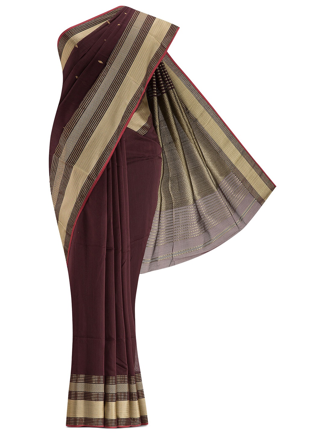 

Nalli Next Brown & Gold-Toned Silk Cotton Saree