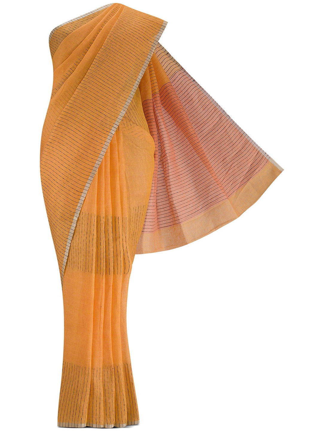 

Nalli Next Orange Striped Pure Cotton Saree