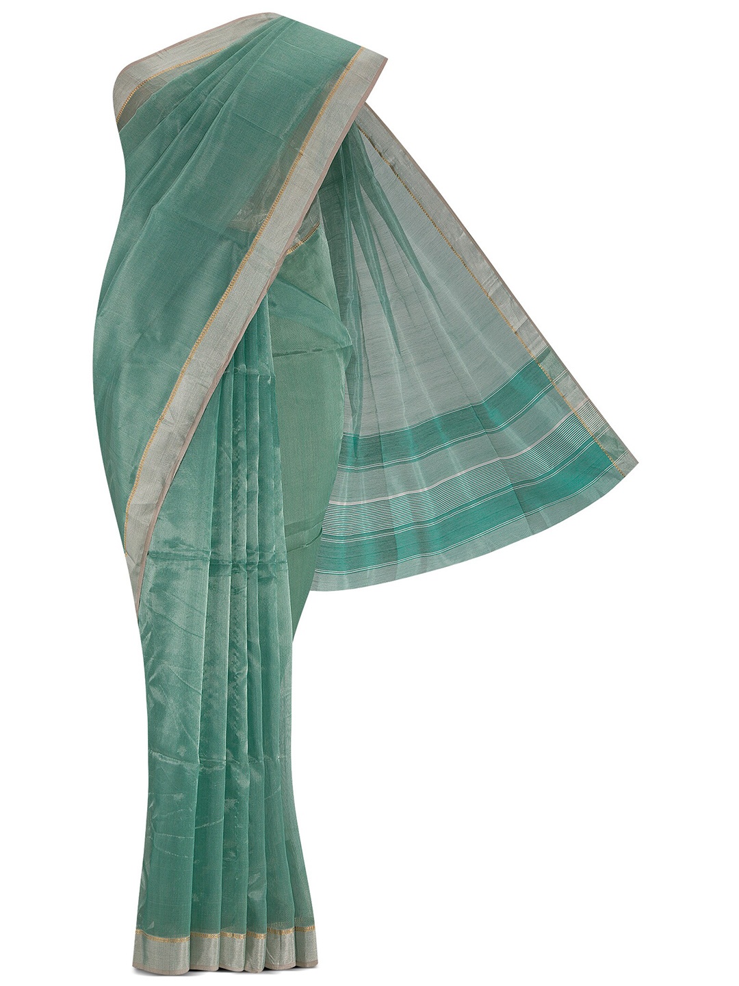 

Nalli Next Sea Green & Grey Zari Silk Cotton Saree