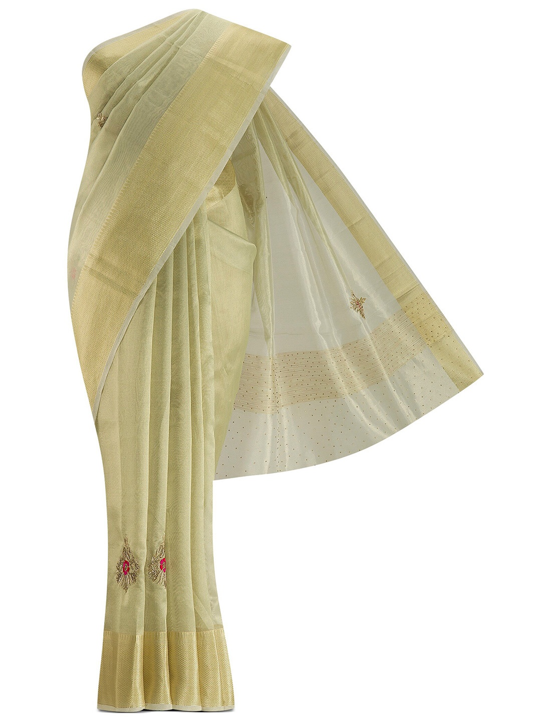 

Nalli Silk Sarees Cream-Coloured Woven Design Pure Cotton Saree