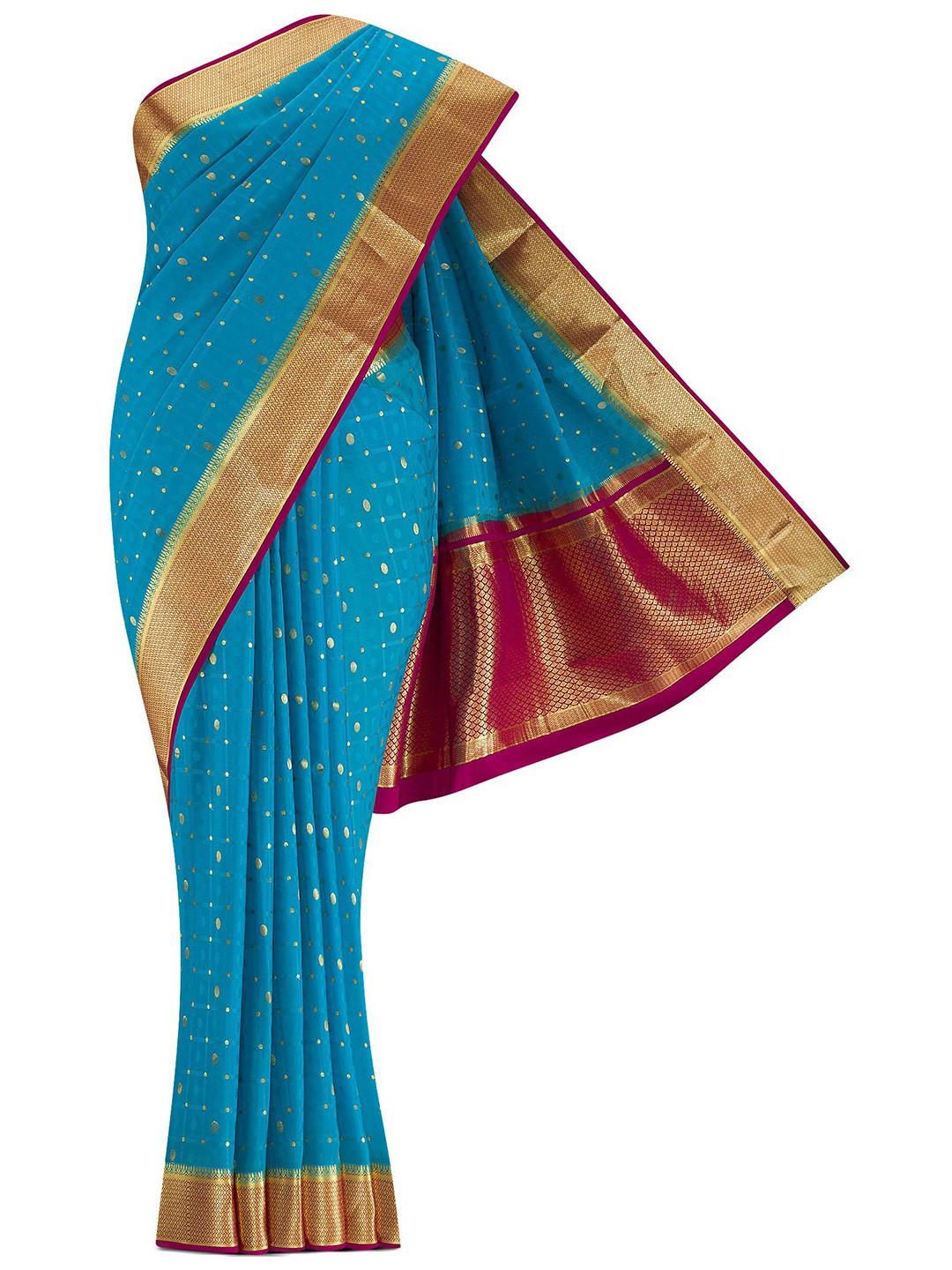 

Nalli Silk Sarees Blue & Pink Ethnic Motifs Zari Pure Cotton Saree