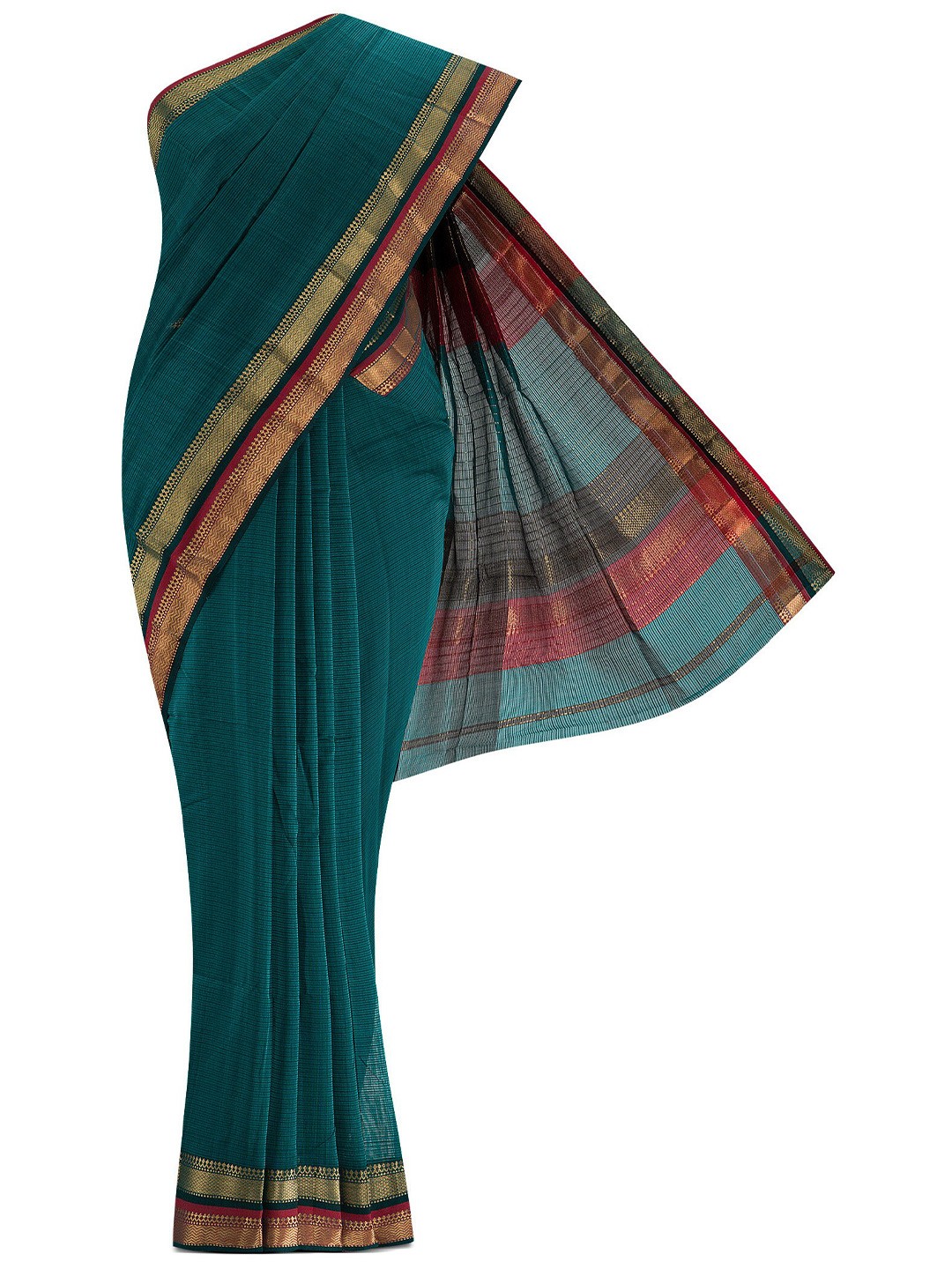 

Nalli Next Green Woven Design Silk Cotton Maheshwari Saree